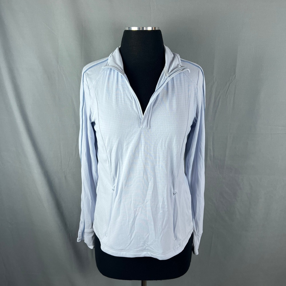 Mondetta Performance Luxury Top Womens Small Light Blue Quarter Zip Mock Neck